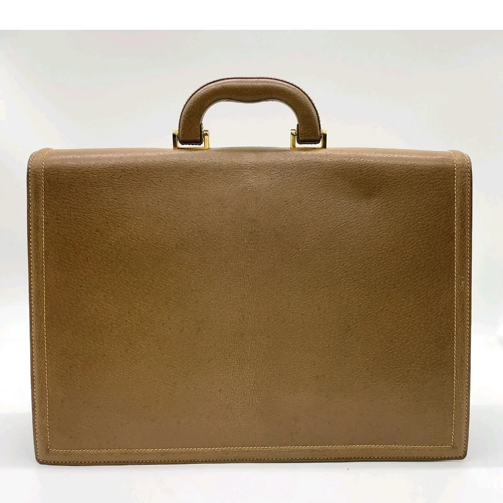 Gucci Brown Leather Briefcase with Gold Hardware